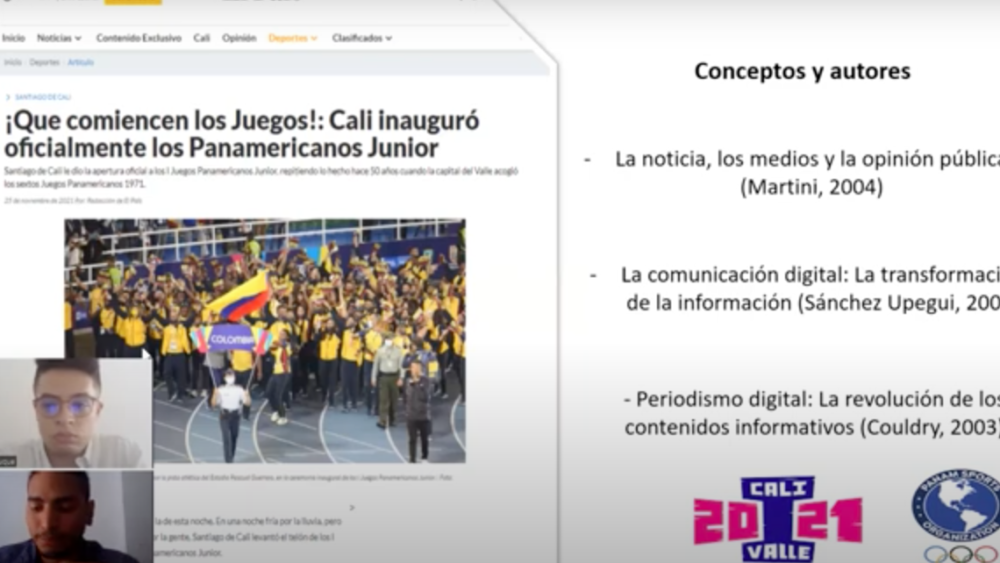 Análisis del cubrimiento periodístico de los juegos panamericanos junior 2021 en Cali (noviembre 25 a diciembre 5) en la sección deportes del portal www.elpais.com.co 