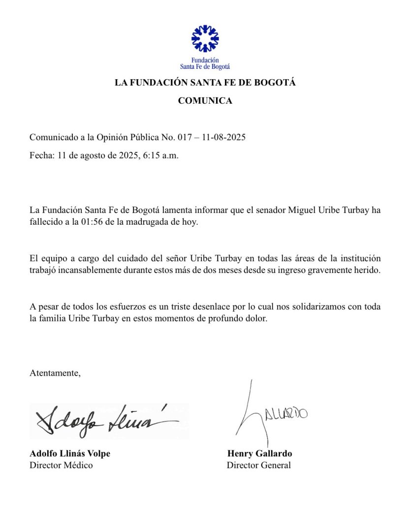 Muere Miguel Uribe Turbay