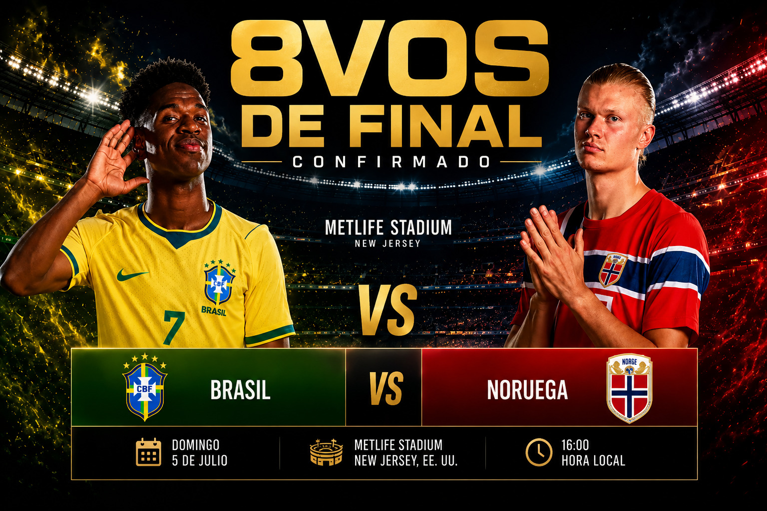 enfrentamiento de octavos de final entre Brasil y Noruega
